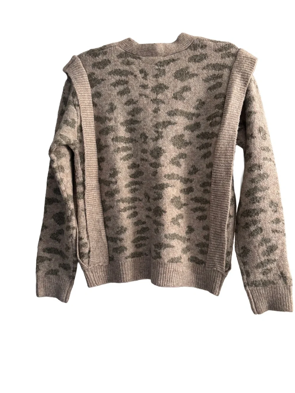 MYSTREE Animal Print Button Front Cardigan with Shoulder Detail - Picture 3 of 7